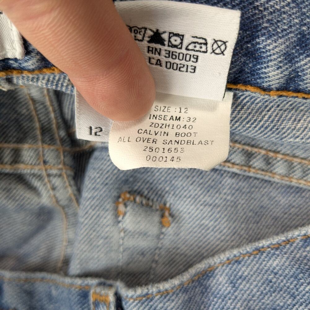 Calvin Klein Jeans 12 Blue Vintage 90s Y2K Boot Cut Straight 100% Cotton Denim - Picture 12 of 14